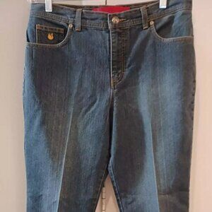 Gloria Vanderbilt Womans Size 12 Denim Creased Distressed Blue Jeans